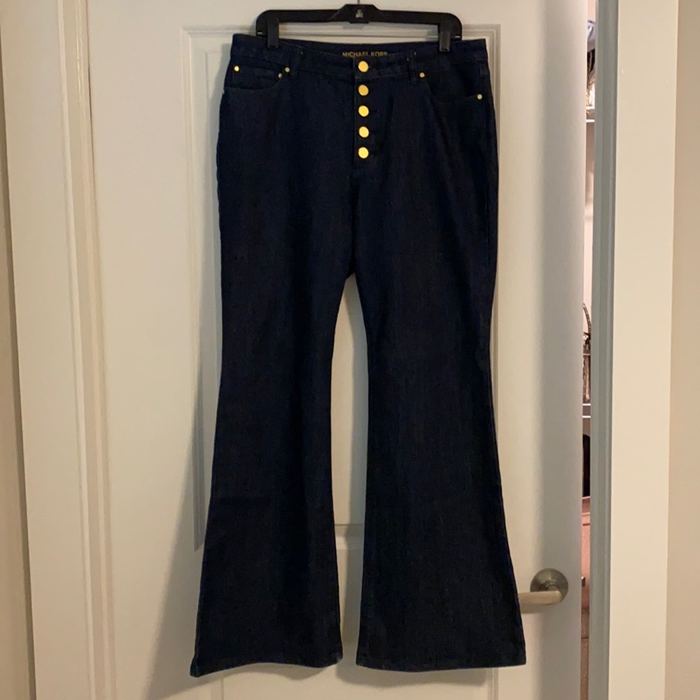 Michael Kors Dark Flare Denim / Gold Buttons